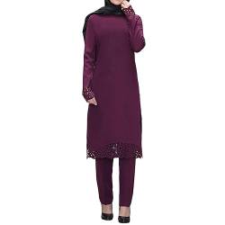 Damen Muslimisches Kleid Gebetskleid für Damen Maxikleid Damen Langarm Muslimische Robe Gebet Abaya Kleid Islamischer Naher Osten Dubai Türkei Arabische Muslim Kaftan Kleid Für Ramadan (038-Red, M) von Risaho