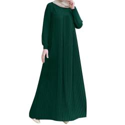 Damen Muslimisches Kleid Gebetskleid für Damen Muslimische Robe Langarm Einfarbig Gebet Abaya Kleid Islamischer Naher Osten Dubai Türkei Arabische Muslim Kaftan Kleid Für Ramadan (X8-Green, L) von Risaho