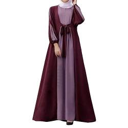 Damen Muslimisches Kleid Gebetskleidung für Frauen Islamische Abaya Arabisch Muslimische Robe Gebet Abaya Kleid Islamischer Naher Osten Dubai Türkei Arabische Muslim Kaftan Kleid Für (X11-Purple, L) von Risaho