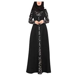 Damen Muslimisches Kleid Muslimische Robe mit Hijab Türkische Robe Langarm Muslimische Robe Gebet Abaya Kleid Islamischer Naher Osten Dubai Türkei Arabische Muslim Kaftan Kleid Für (X5-Black, XXL) von Risaho