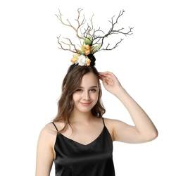Haarband Damen Stirnbänder Ostern Haarreif mit Blumen und Blüten Haarreifen Haarschmuck für Fasching Karneval Kostüm Zubehör für Kinder und Erwachsene Karneval Halloween Fasching Mottoparty von Risaho