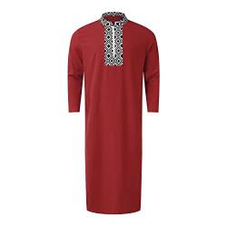 Kaftan Herren Baumwolle, Muslimische Robe Herren Einfarbig Muslimisches Kleid Islamischen Dubai Männer-Muslimische Kleider Ethnische Maxikleid Ramadan Roben Taiji Kleidung von Risaho