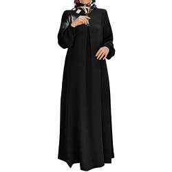 Muslimische Kleid für Damen Muslimische Robe mit Hijab Maxikleid Damen Langarm Muslimische Robe Gebet Abaya Kleid Islamischer Naher Osten Dubai Türkei Arabische Muslim Kaftan Kleid Für (03-Black, XXL) von Risaho