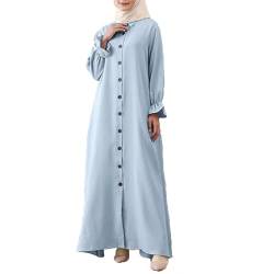 Muslimische Kleider für Damen Gebetskleidung Islamische Gebetskleidung Türkische Robe Langarm Muslimische Robe Gebet Abaya Kleid Islamischer Naher Osten Ramadan Dubai Türkei Arabische (X12-Blue, XL) von Risaho