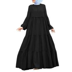 Muslimische Kleider für Damen Muslim Kleidung Für Frauen Muslimkleid Robe Einfarbig Gebet Abaya Kleid Islamischer Naher Osten Dubai Türkei Arabische Muslim Kaftan Kleid Für Ramadan (U5-Black, XL) von Risaho