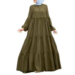 Muslimische Kleider für Damen Muslim Kleidung Für Frauen Muslimkleid Robe Einfarbig Gebet Abaya Kleid Islamischer Naher Osten Dubai Türkei Arabische Muslim Kaftan Kleid Für Ramadan (U5-Green, XXL) von Risaho