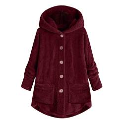 Risaho Damen Jacken Mäntel Winterparka: Damen Kapuzen Teddy Mantel Warm Cardigan Kapuzenjacke Teddy-Fleece Jacke Teddyjacke Kurze Coat Mit Kapuze Taschen Lange Ärmel Plüschjacke Für Herbst Winter von Risaho