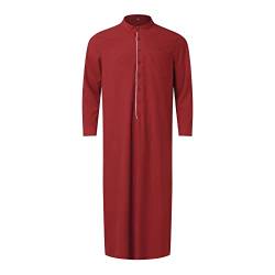 Risaho Kaftan Herren Lang, Herren Kaftan Islam Muslim Druck Robe Baumwolle Leinen Bunt Arabische Islamische Kleidung Indisch Muslimische Afrika Dubai Kaftan Für Männer (Z3-Red, M) von Risaho