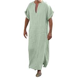 Risaho Kaftan Herren Muslimische Robe Islamische Maxikleid arabische Robe Islamische Robe Langarm Jalabiya Herren Arabische Kleidung für Mann Geschenk Herren Muslim Kleidung (14-Green, XXXXL) von Risaho