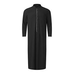 Risaho Kaftan Herren Muslimische Robe Islamische Maxikleid arabische Robe Islamische Robe Langarm Jalabiya Herren Arabische Kleidung für Mann Geschenk Herren Muslim Kleidung (S2-Black, M) von Risaho