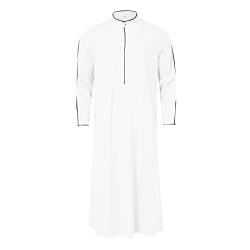Risaho Thobe für Männer Muslimische Männer Kleidung Dubai Kaftan Männliche Islamische Gebetskleidung Stickerei Arabische Robe Weiß von Risaho