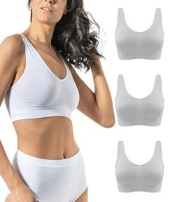 BH Damen Ohne Bügel Breiten Schultern 3 Stück - Bralette Damen aus Mikrofaser, BH Ohne Bügel weicher als Bustier Damen Baumwolle, Komfort Top-BH, Nahtlose Verarbeitung - Made in Italy von Risalti