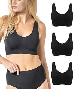 BH Damen Ohne Bügel Breiten Schultern 3 Stück - Bralette Damen aus Mikrofaser, BH Ohne Bügel weicher als Bustier Damen Baumwolle, Komfort Top-BH, Nahtlose Verarbeitung - Made in Italy von Risalti