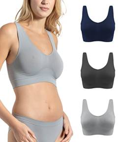 BH Damen Ohne Bügel Breiten Schultern 3 Stück - Bralette Damen aus Mikrofaser, BH Ohne Bügel weicher als Bustier Damen Baumwolle, Komfort Top-BH, Nahtlose Verarbeitung - Made in Italy von Risalti