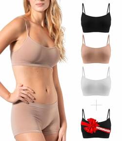 Risalti BH Damen Ohne Bügel Schmale Schultern 3 Stück - Bralette Damen aus Mikrofaser, BH Ohne Bügel weicher als Bustier Damen Baumwolle, Komfort Top-BH Nahtlose Verarbeitung - Made in Italy von Risalti