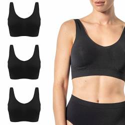 Risalti BH Damen Ohne Bügel Bambus Breiten Schulter 3 STK - Damen BH Leichter Stütz, Weicher Als Bustier Damen Baumwolle, BH Ohne Bügel, Bralette Damen, Seamless BH - Made In Italy von Risalti