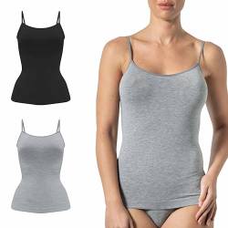 Risalti Unterhemden Damen Bambus Schmale Schulter 2stk - Tank Top Damen, Weicher als Spaghetti Top Damen Baumwolle, Damen Unterhemden, Unterhemd Damen, Tops Für Damen Nahtlose - Made In Italy von Risalti