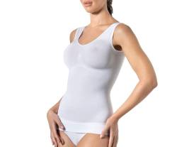 Risalti Figurformendes Damen-Tanktop mit breiten Schultern, Kompressions-Tanktop, Shaper, atmungsaktiv, hergestellt in Italien, Weiß, X-Large-XX-Large von Risalti