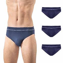 Risalti Herren-Slips aus Mikrofaser, 3 Stück, atmungsaktiv, Unterwäsche für Herren, weicher als Herren-Slips aus Baumwolle, nahtlos, für Herren Underwear – Made in Italy, Blau, Blau, Blau, XXL von Risalti