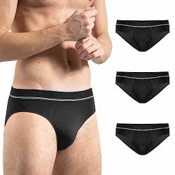 Risalti Herren-Slips aus Mikrofaser, 3 Stück, atmungsaktiv, Unterwäsche für Herren, weicher als Herren-Slips aus Baumwolle, nahtlos, für Herren Underwear – Made in Italy, Schwarz, Schwarz, Schwarz, von Risalti