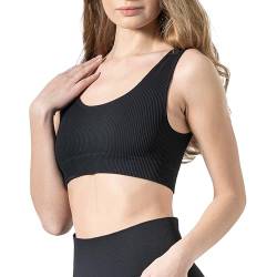 Risalti Sport BH Damen Rippenstoff Sara - Sport Bustier Damen Sexy, Sport Top Damen Fitness Elegant aus Mikrofaser, Sport-BHS für Damen, BH Ohne Bügel, Gym Bra Nahtloser - Made in Italy von Risalti