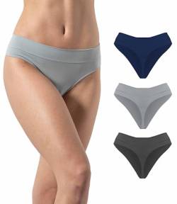 Risalti String Tanga Damen Set Unterwäsche Frauen Microfaser-Slip 3 Stück - Damen Unterhosen, Seamless Slips Damen, Damen Unterwäsche, Atmungsaktiv - Made in Italy von Risalti