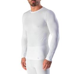 Risalti Thermo-Shirt für Herren, lange Ärmel, Energy – atmungsaktive Thermounterwäsche, elastische technische Kleidung aus Mikrofaser, hergestellt in Italien, Weiß, L/XL von Risalti