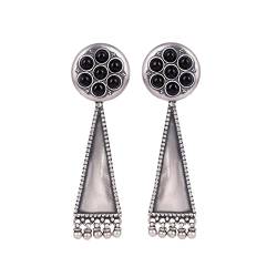 Schwarze Onyx Ohrringe mit Halbedelsteinen für Damen aus oxidiertem 925 Sterling Silber von Risenshinejewel