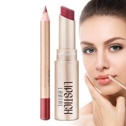 Lipliner- und Lippenstift-Set | Lippen-Make-up-Set, wasserfester Lipliner-Stift,Feuchtigkeitsspendendes Lippen-Make-up-Set mit Antihaftbeschichtung, langlebiger Lippenkonturenstift für Mädchen Ristyur von Ristyur