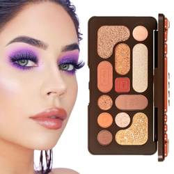 Nude-Lidschatten-Palette - 12 Farben perlmuttartiger Make-up-Lidschatten mit Tastaturetui - Hochpigmentiertes Lidschatten-Paletten-Make-up für Mädchen und Frauen Ristyur von Ristyur