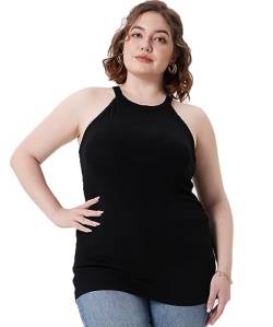 RITERA Plus Size Tank Tops für Frauen Sommer Oversized Damen Ärmelloses Shirt V Rundhals Casual Tank Camisoles T-Shirt, A-0-schwarz, 1X von Ritera