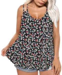 RITERA Tanktops für Damen, Übergröße, ärmellos, fließend, lockere Passform, Camisoles, Tunika, Größe XL - 5XL, 863-floral, 4X-Groß von Ritera