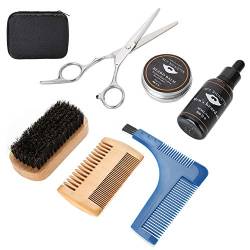 Bartpflegeset, tragbar, für Männer, Bart, Styling, Creme, Öl, Pinsel, Kamm, Schnurrbart, für die Haarpflege, 7-teiliges Set von Riuty