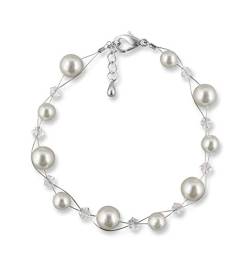Rivelle Damen Perlen-Armband creme 925 Silber 19 cm Perlen 6 und 8 mm von Rivelle