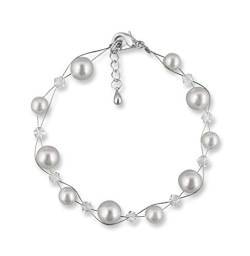 Rivelle Damen Perlen-Armband weiß 925 Silber 19 cm Perlen 6 und 8 mm von Rivelle