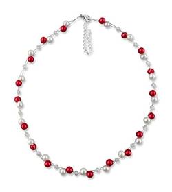 Rivelle Damen Perlenkette Perlen weiß rot Kette Perlen Collier Halsschmuck Necklace Geschenk-Box von Rivelle