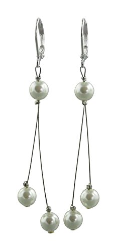 Rivelle Damen Perlenohrhänger creme Perlen 6 mm Hängende Ohrringe von Rivelle