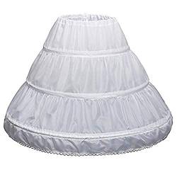 Petticoat Reifrock,Halber Slip Mädchen Petticoat 2 Ringe Blumenmädchen Reifrock Petticoat Underskirt Crinoline für Prinzessin Rockabilly Kleid Weiß Poloster 45CM von Rmeet