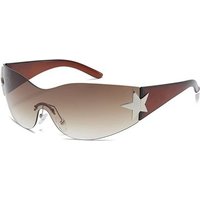 Rnemitery Sonnenbrille Vintage Randlose Sonnenbrille mit Stern UV Schutz Mode Retro Brille von Rnemitery
