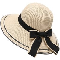 Rnemitery Strohhut Damen Sonnenhut UV-Schutz Sommer Faltbar Strandhut mit Breite Krempe von Rnemitery