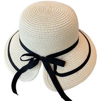 Rnemitery Strohhut Damen Strandhut mit Schleife, faltbar, zum Aufrollen,Sonnenhut UPF 50+ von Rnemitery
