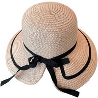 Rnemitery Strohhut Damen Strandhut mit Schleife, faltbar, zum Aufrollen,Sonnenhut UPF 50+ von Rnemitery