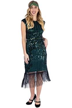 Ro Rox 1920er Abendkleid Kleid Flapper Ballkleider Cocktailkleid Damen Josephine Great Gatsby Party Vintage Retro, Grün, L von Ro Rox