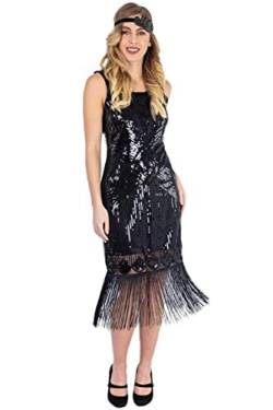 Ro Rox 1920er Abendklied Cocktailkleid Ballkleider Kleid Flapper Damen Coco Great Gatsby Party Vintage Retro, Schwarz, 36 von Ro Rox