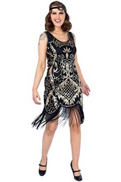 Ro Rox 1920er Abendklied Cocktailkleid Ballkleider Kleid Flapper Damen Elizabeth Great Gatsby Party Vintage Retro, Schwarz, M von Ro Rox