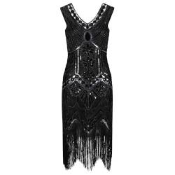 Ro Rox 1920er Abendklied Cocktailkleid Ballkleider Kleid Flapper Damen Georgia Great Gatsby Party Vintage Retro, Schwarz, M von Ro Rox