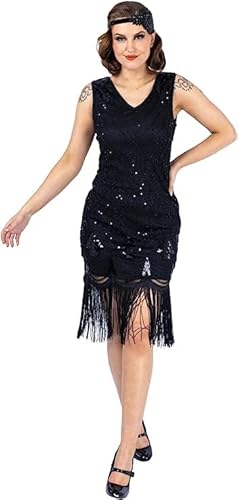 Ro Rox 1920er Abendklied Cocktailkleid Kleid Ballkleider Flapper Damen Georgette Great Gatsby Party Vintage Retro, Schwarz, M von Ro Rox