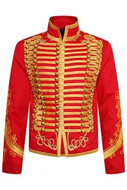 Ro Rox Adam Jacket Herren Military Marching Band Drummer Music Festival Parade – Rot & Gold (3XL) von Ro Rox