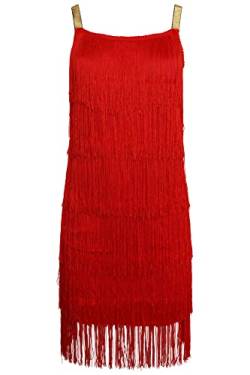 Ro Rox Bebe Abendkleid 1920er Jahre Sommerkleid Damen Vintage Great Gatsby Party Kleid Flapper mit Haarband - Sekt, Rot, 36 von Ro Rox