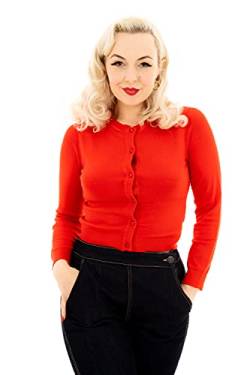 Ro Rox Coraline Vintage Rockabilly Retro-Stil Gestrickte Langarm-Strickjacke im Stil der 1950er Jahre - Rot (3XL) von Ro Rox